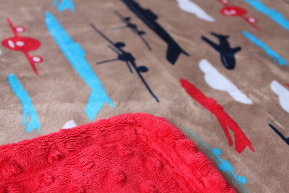 Great Gift for a Baby or Toddler Minky Blanket Pirates Print Minky with Red Dimple Dot Minky Backing