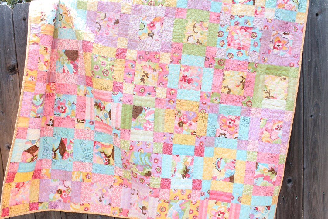 Baby Quilt Toddler Child Quilt Handmade Patchwork Floral Moda Fabric