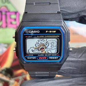 Casio F-91W One Piece Luffy LCD Art Mod – Individuelle Anime-Digitaluhr