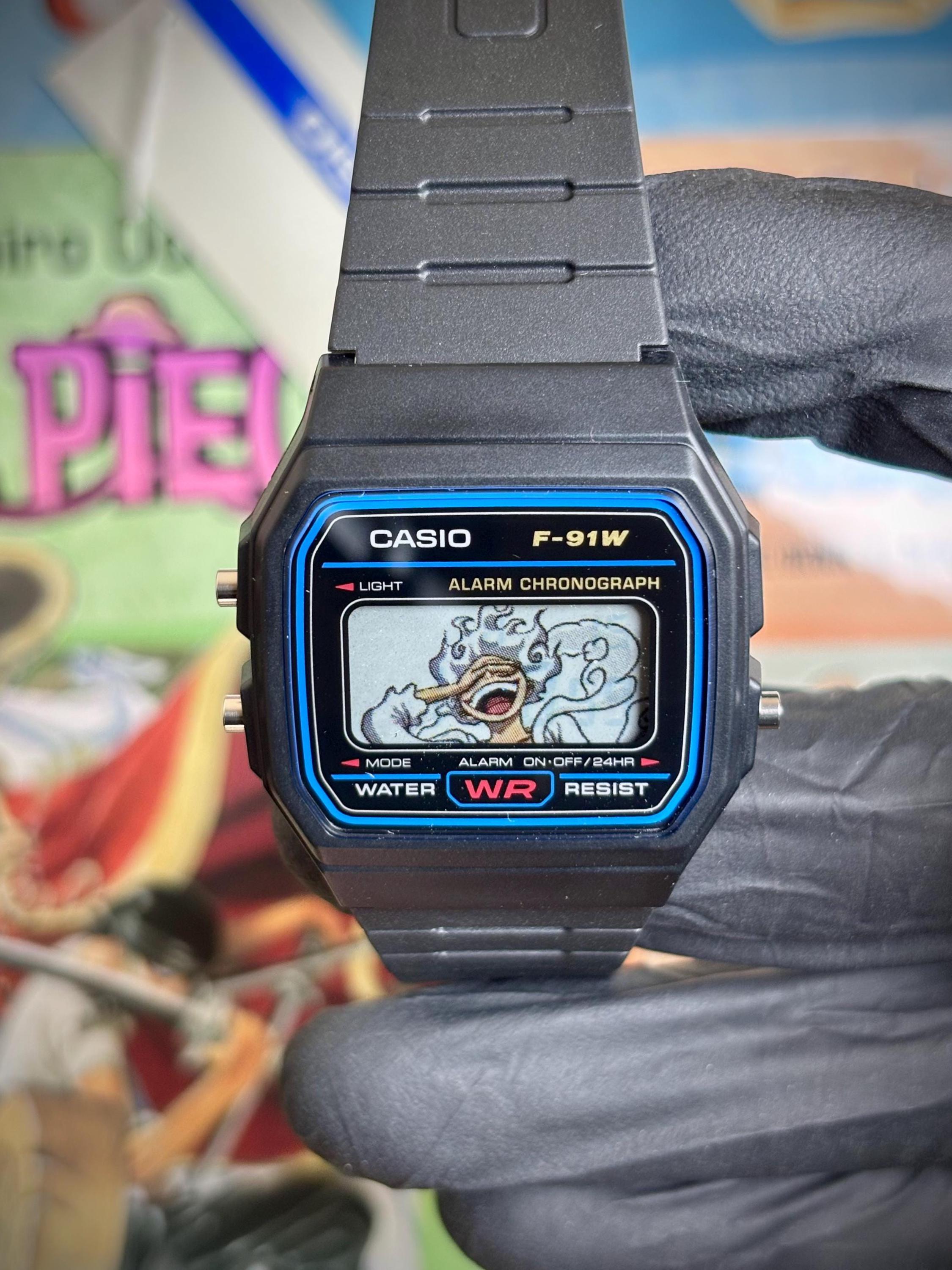 Casio F-91W One Piece Luffy LCD Art Mod – Custom Anime Digital