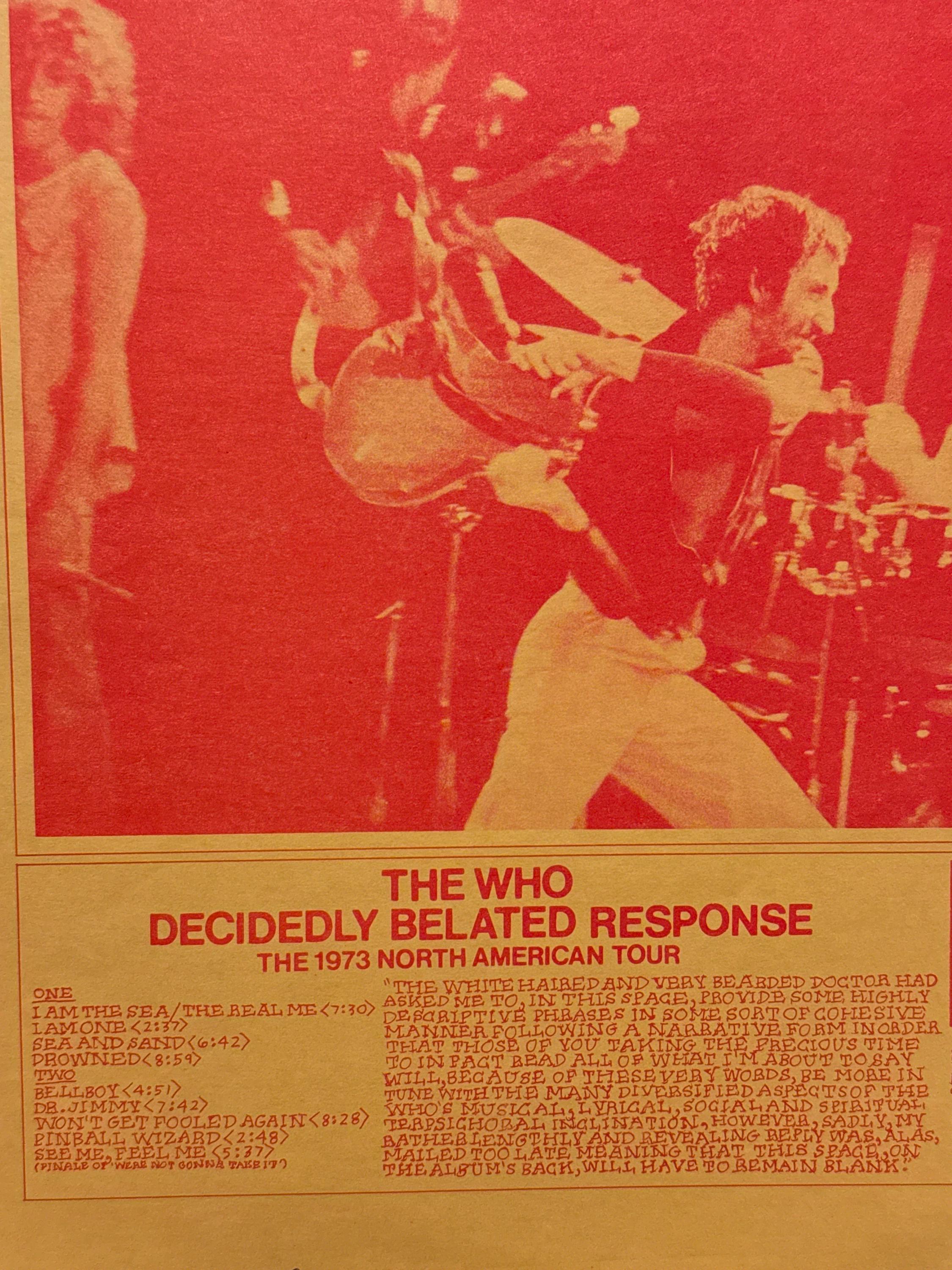 The Who – Decidedly Belated Response Lp Unofficial Bootleg Live 