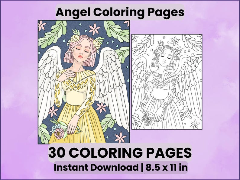 Angel Coloring Pages – 30 Printable Sheets |digital Download Fun - Etsy ...