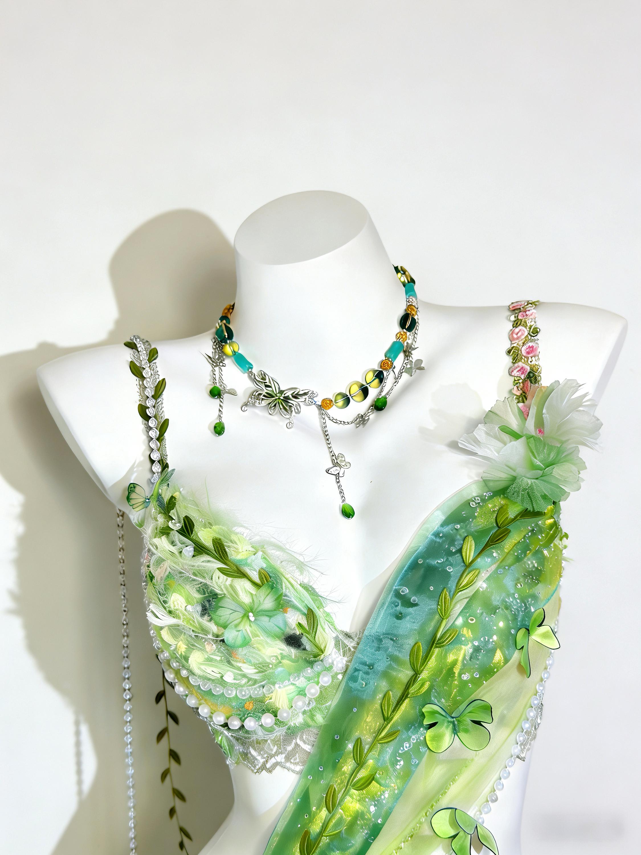 All-in-one Green Fairy Rave Set, Green Butterfly Bra & Skirt, Forest ...