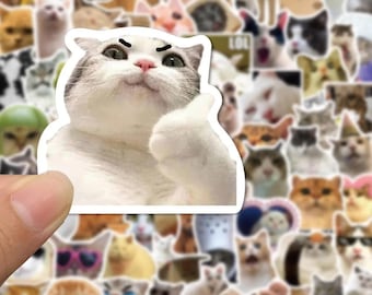 Pack d'autocollants chat mignon 50 PCS / 100 PCS, autocollants chats rigolos pour ordinateur portable, bouteille d'eau, lot d'autocollants animaux esthétiques, autocollants imperméables