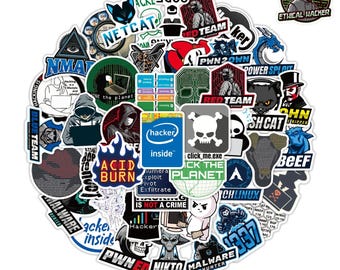Lot de 50 autocollants pour pirates informatiques, autocollants en vinyle de codage informatique amusants pour ordinateurs portables, autocollants techniques imperméables pour geeks, autocollants techniques pour développeurs de programmation