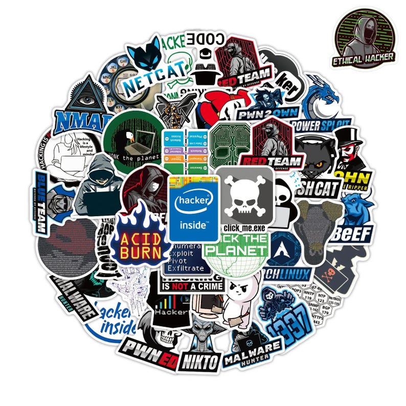 Hardware Hacker Sticker 50pcs Hacker Sticker Pack, Funny IT Coding Vinyl Decals for Laptops ...