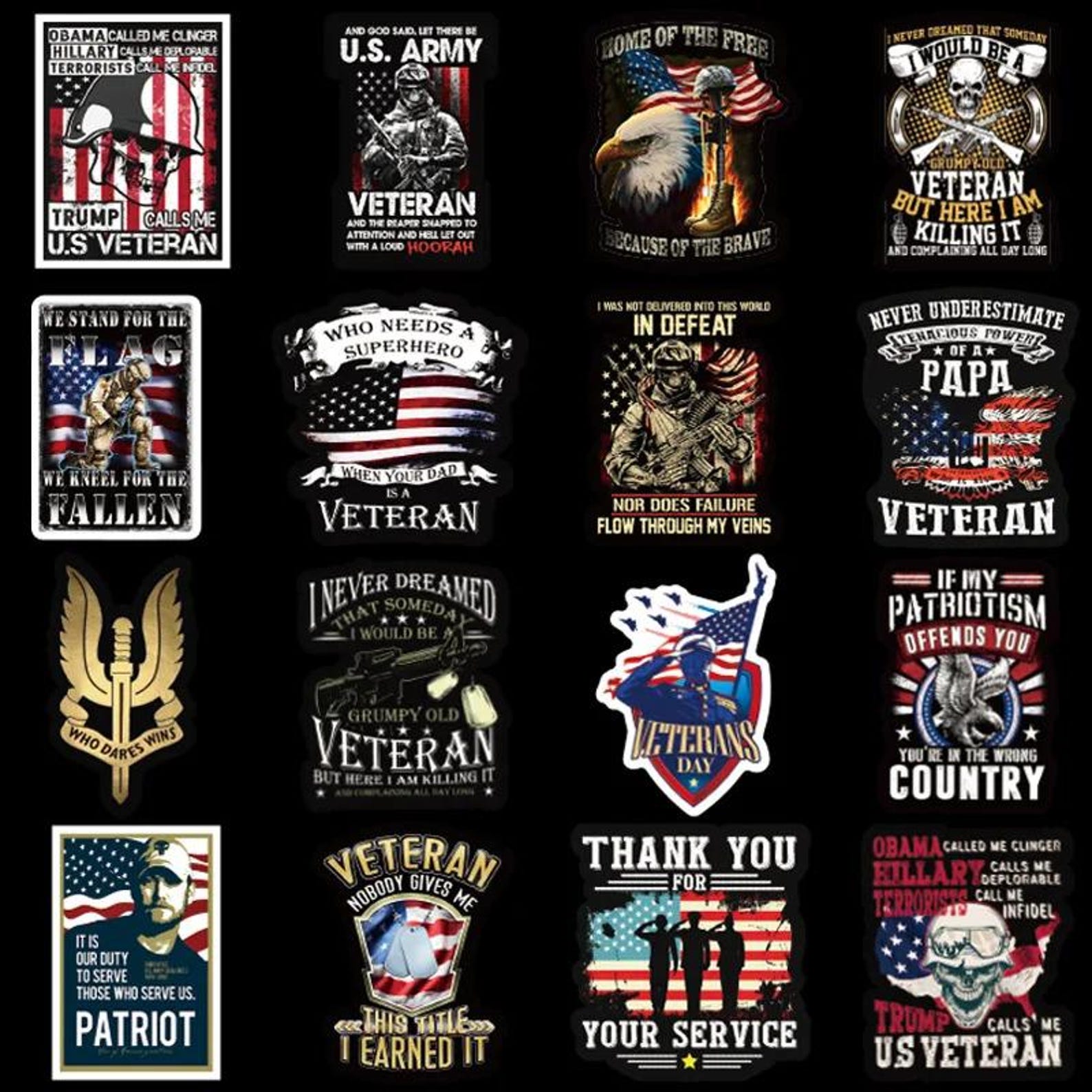 Wounded Veteran Sticker 50pcs USA Patriotic Veteran Sticker Pack, Retro American Flag Decals ...