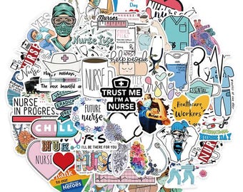 50PCS Nurse Stickers Pack | Cute Healthcare Worker Vinyl Stickers, Nursing Student Decals for Laptop Water Bottle Phone, Stickers for Nurses