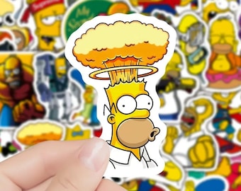 Pack d'autocollants familiaux drôles de 50 pièces | en vinyle de dessin animé rétro | Stickers étanches pour ordinateur portable bouteille d'eau skateboard