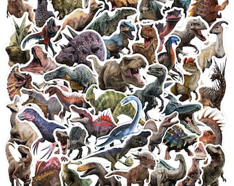 Paquete de 50 pegatinas de dinosaurios, pegatinas de dinosaurio T-Rex, lindas calcomanías de vinilo de dinosaurio jurásico para portátil, botella de agua, teléfono, monopatín.