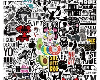 Paquete de 50 pegatinas de vinilo impermeables para entrenamiento de gimnasio, para portátil, botella de agua, teléfono, coche, casco, bonitas pegatinas.