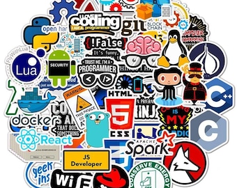 Pack d'autocollants de programmation de dessins animés : autocollants de codage pour ordinateur portable, bouteille d'eau, téléphone, décalcomanies pour développeurs, décalcomanies en vinyle imperméables, lot d'autocollants