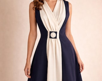 Authentic vintage dress from the 1970s signed The House of Nu-Mode – Toronto, Canada.