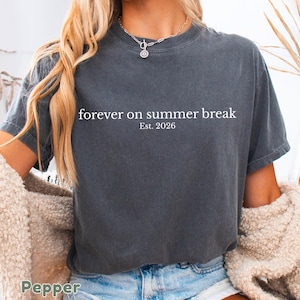 Comfort Colors 'Forever On Summer Break' Retirement Shirt : Cute Cartoons Summer Retired Teacher Gift