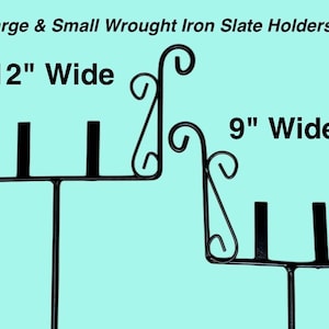 Wrought Iron Slate Sign Holder: Amish Handmade, Powdercoated Metal Scrollwork Stand, Slates Sold Separately
