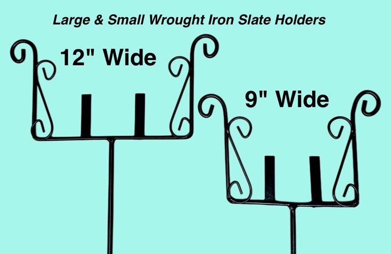 Wrought Iron Slate Sign Holder: Amish Handmade, Powdercoated Metal Scrollwork Stand, Slates Sold Separately image 1