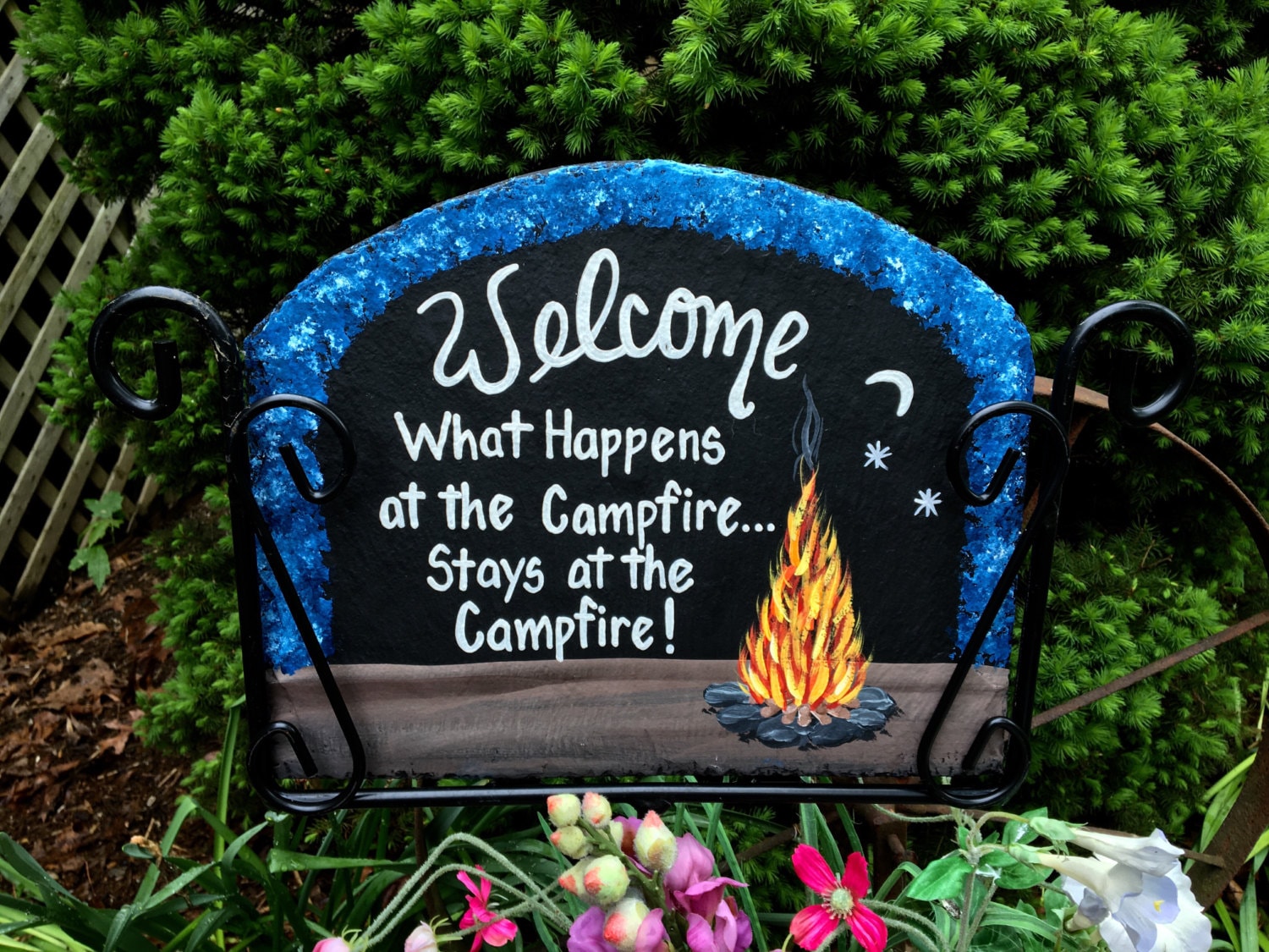 Bienvenido a nuestra fogata pozo de fuego del patio trasero o | Etsy