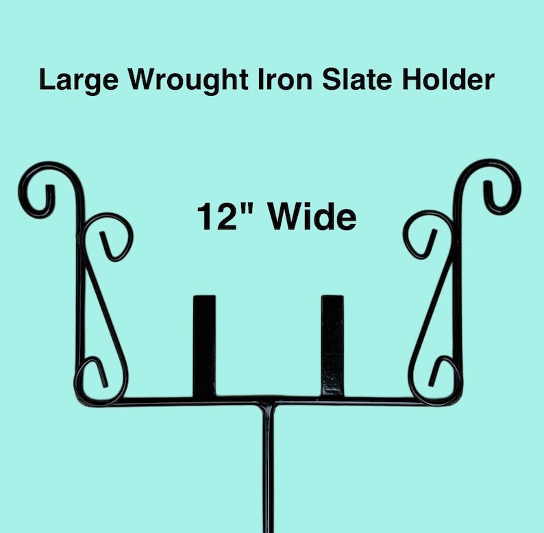 Wrought Iron Slate Sign Holder: Amish Handmade, Powdercoated Metal Scrollwork Stand, Slates Sold Separately 12"wide Slate Holder