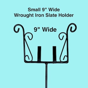 Wrought Iron Slate Sign Holder: Amish Handmade, Powdercoated Metal Scrollwork Stand, Slates Sold Separately 9" wide Slate Holder