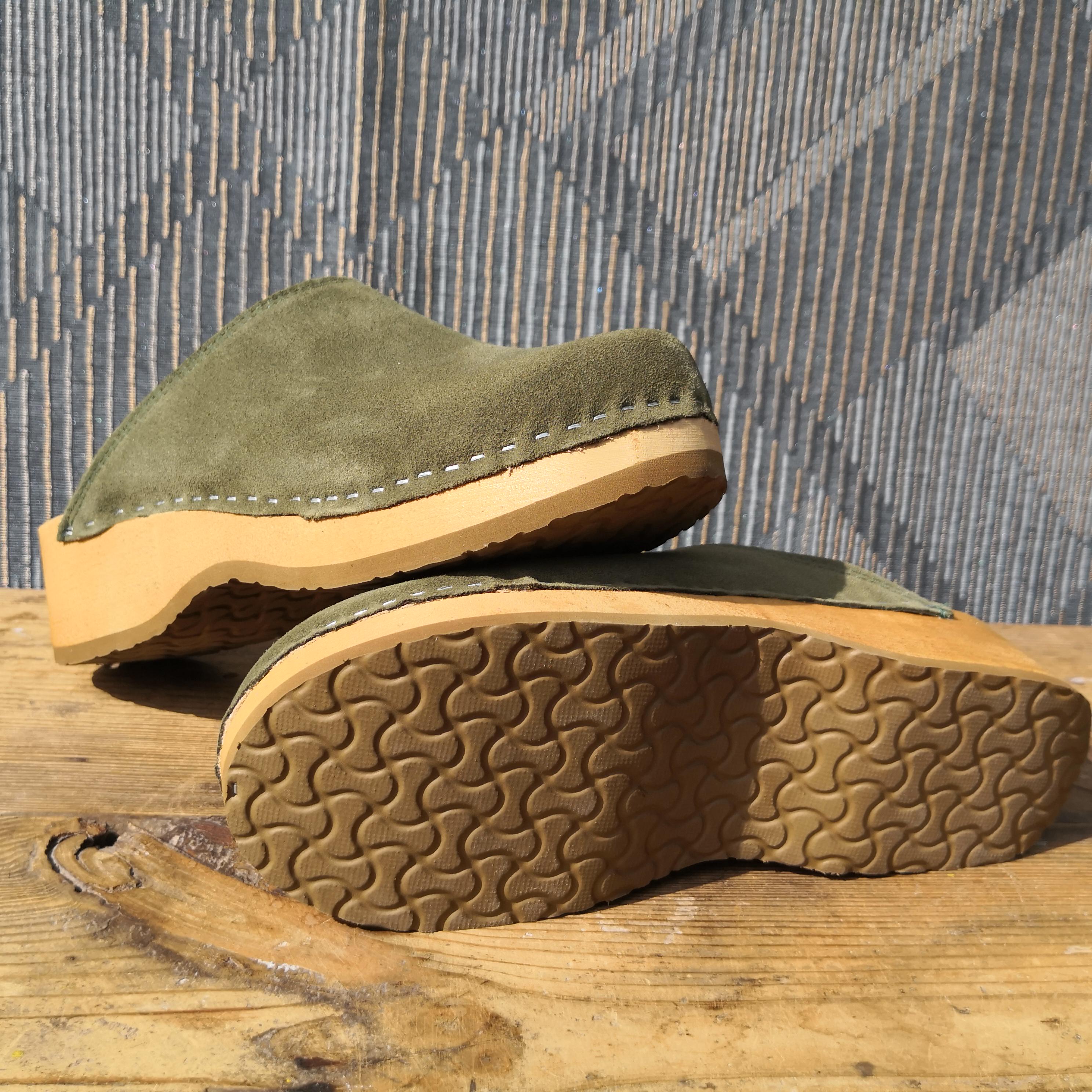 Women's Wooden Swedish Clogs. Green Suede and Many Colors - Etsy