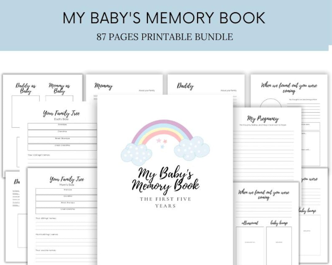 Baby Memory Book Printable, Gender Neutral First Year Journal (PDF) - Etsy