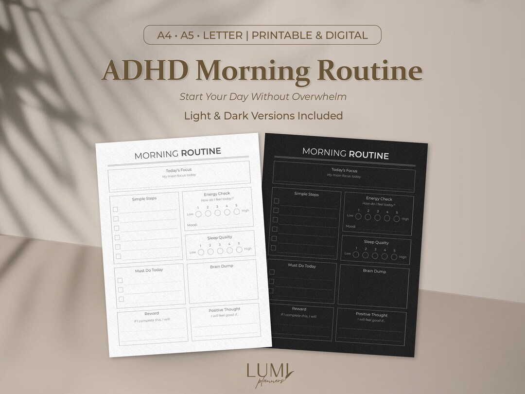 ADHD Morning Routine Planner, Daily Focus Page, Printable PDF, iPad ...