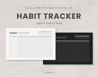 Rastreador de hábitos mensual imprimible / Lista de verificación de objetivos digitales / Plantilla de hoja de cálculo de rutina de luz y oscuridad