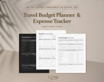 Travel Budget Planer & Expense Tracker | Urlaubsbudget Übersicht, druckbare PDF-Datei