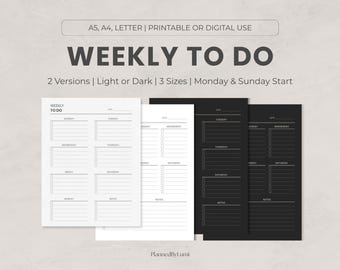 Weekly To Do List Printable & Digital | Minimal Weekly Task Tracker (A4 A5 Letter)