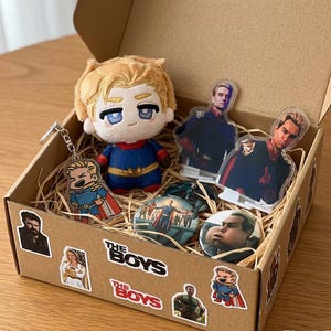 The Boys丨Inspired By Homelander 10cm Plush Doll,Keychain Badges Pins Stickers Gift Set Merch Fan Collectible