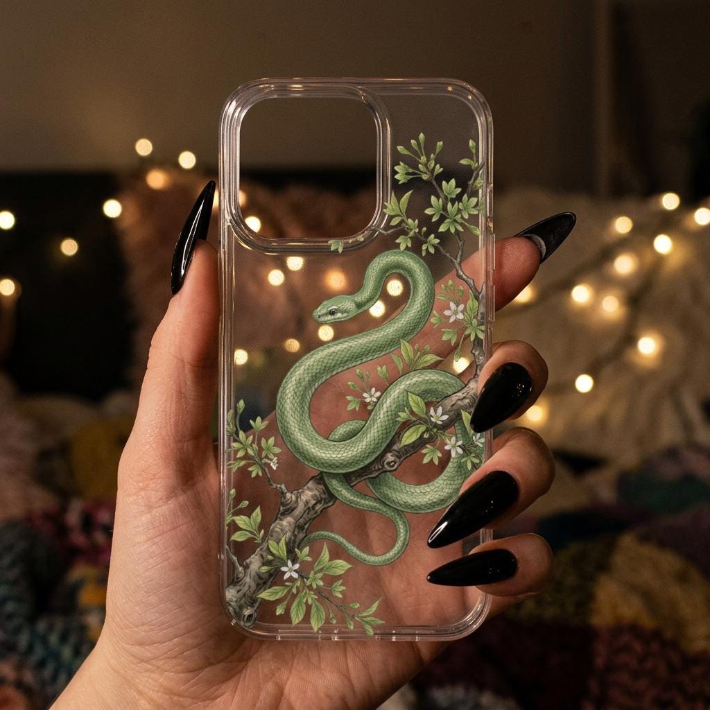 Snake Phone Protector Botanical Snake Phone Case, Soft Gel TPU Cover, Iphone, Samsung, Pixel ...