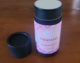 Loción sólida natural en barra Mermaid de 2 oz, empaque de papel