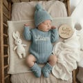 Personalized Outfit, Embroidered Name Baby Romper Set,, Baby Boy Girl Romper, Coming Home Outfit, Organic Cotton Knit,Gender Neutral product logo