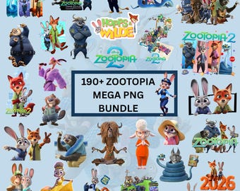 Zootopia 2 Clipart PNG, Zootopia 2 Layered Svg, Cartoon Sublimation Png, letter & numbers For birthday cake topper, shirts, Digital Download