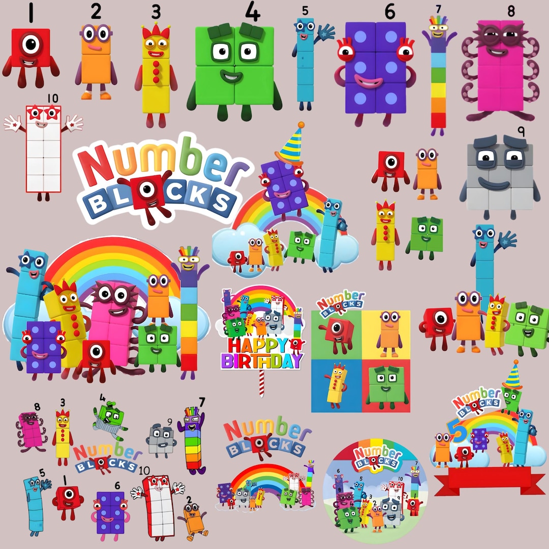 Number Blocks Cake Topper PNG Bundle | Kids Birthday Party Decor ...