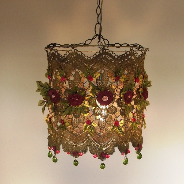 Anat Bon's Handmade Lamp  - Stunning Rose Garden Fantasy Lamp Shades .