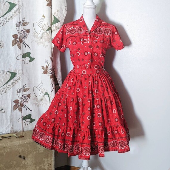 1950s Tru West Rockmount Ranch Wear Blouse and Ski