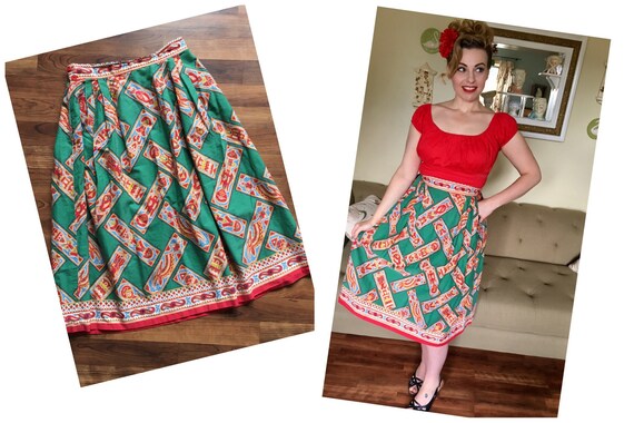 Vintage 50s cotton novelty print skirt