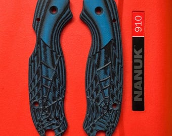 Spyderco Para 3 Replacment Scales G-10 PM3 BLUE WEBBED Series Custom Spyderco Knives