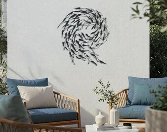 Metal Fish Wall Art | Swirling School, Nautical Home Decor