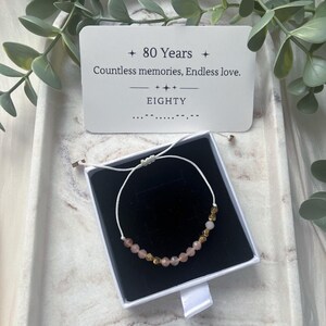 80th Birthday Morse Code Bracelet, ‘Eighty’ Beaded Minimalist Bracelet, Gift for Her, Meaningful 80th Birthday Milestone Jewellery