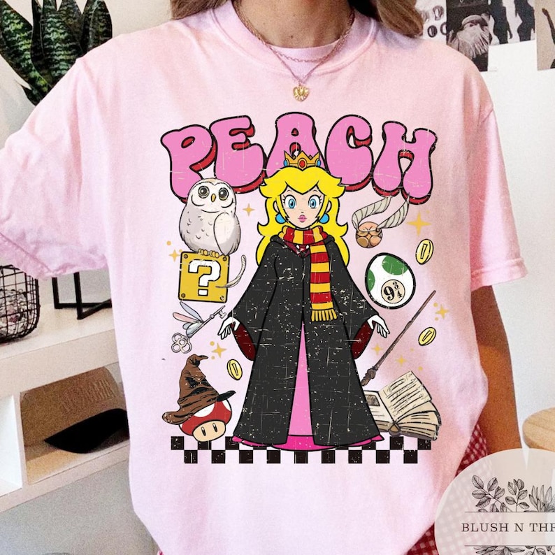 All Characters Super Mario Shirt, Mario Peach Yoshi Gryff Costume Witch Tee, Epic Universe Nintendo World Family Trip, Mario Birthday Gifts 画像 3