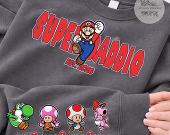 Camiseta personalizada de Super Daddio, Camiseta de Super Papá, Camiseta de Super Mario, Camiseta de Daddio, Camiseta de Papá Gamer, Camiseta de Daddio para el Día del Padre, Familia Mario