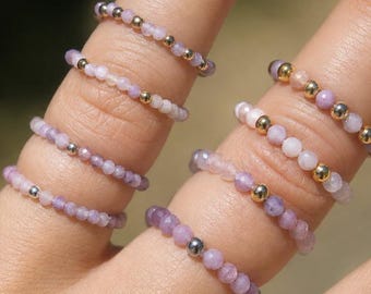 Handmade Gemstone Ring | Elastic Beaded Ring | Crystal Ring | Healing Crystal Jewelry | Boho Ring | Gift for Women
