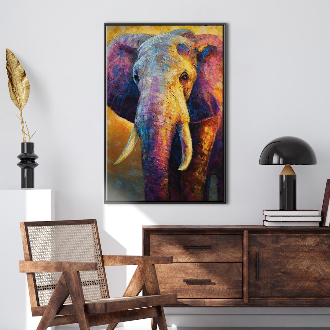 Elephant Wall Art | Colorful Animal Print | African Safari Decor ...