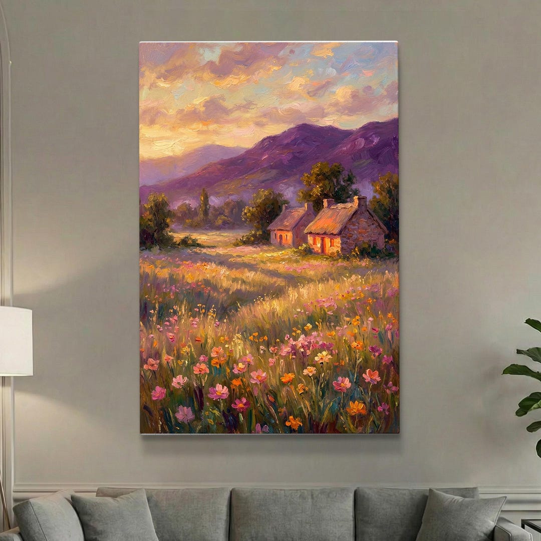 Printable Cottage Garden Wall Art | Spring Landscape Painting Print ...