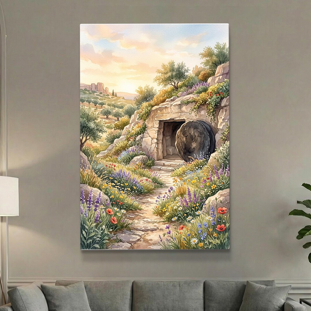 Jesus Christ Art | He is Risen | the Tomb is Empty | Easter Wall Decor ...