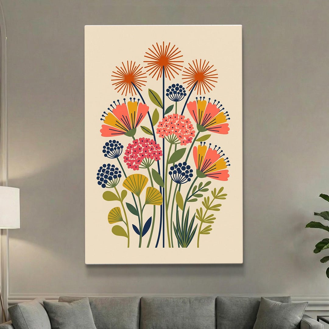 Modern Floral Poster | Colorful Botanical Wall Art Print | Vibrant ...