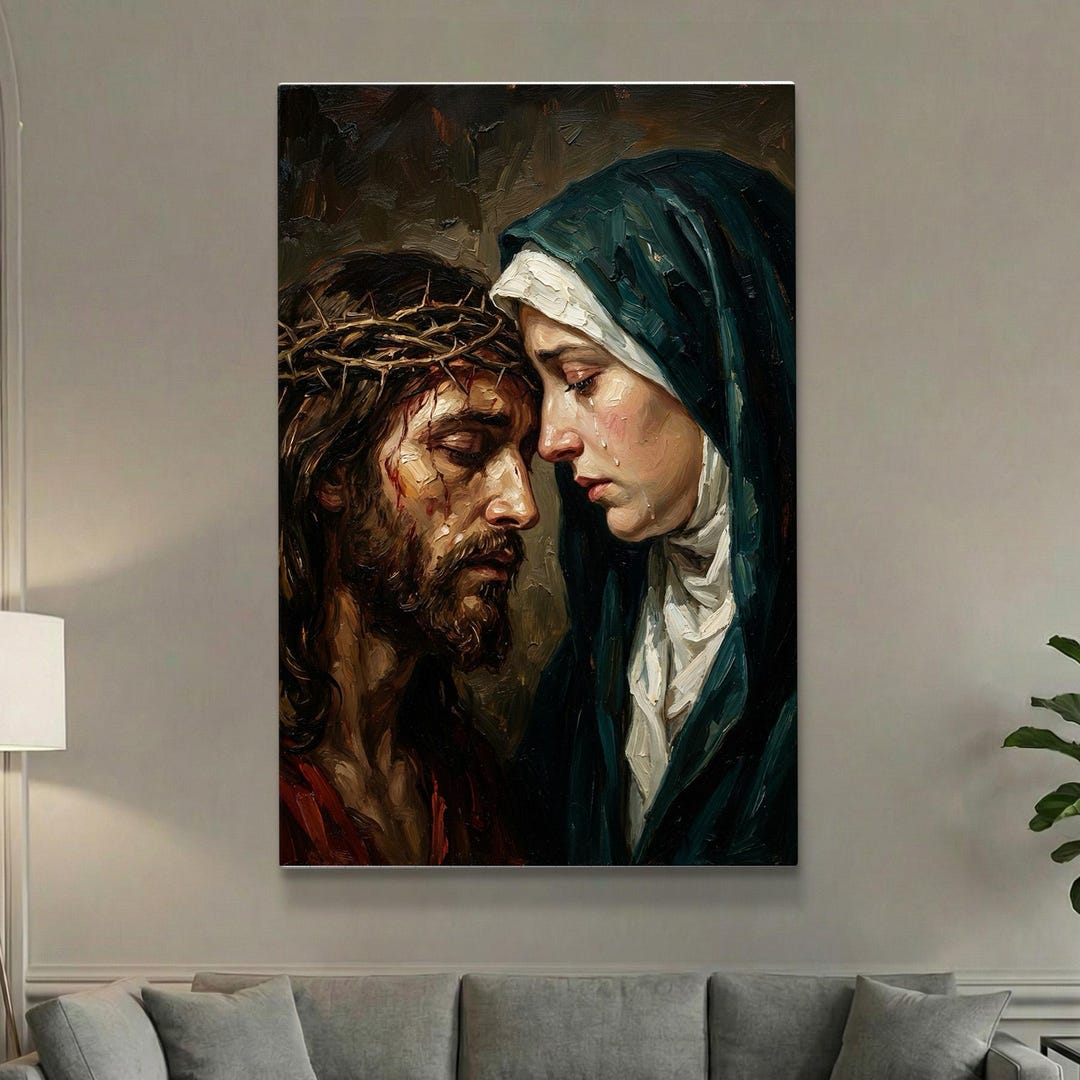 Christian Wall Art | Jesus and Mary Print | Sorrowful Mother and Son ...