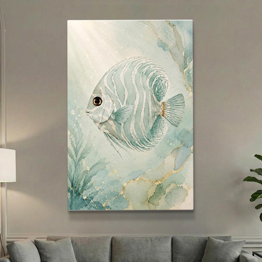 Modern Coastal Wall Decor | Abstract Discus Fish | Printable Art ...